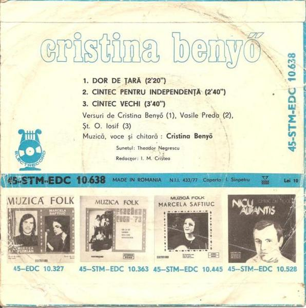 Cristina Benyő - Dor De Țară / Cîntec Pentru Independență / Cîntec Vechi (7 Inch), (Disc Vinil) [2]
