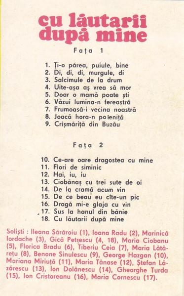 Cu Lăutarii Dupa Mine, (Casetă Audio) [2]