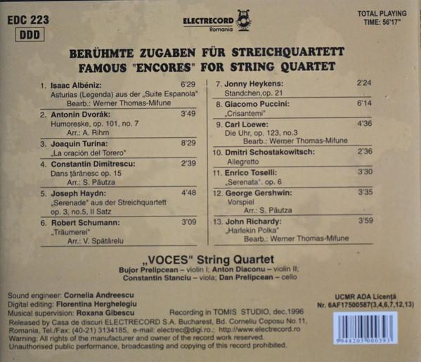 Cvartetul Voces - Berühmte Zugaben Für Streichquartett - Famous "Encores" For String Quartet [2]