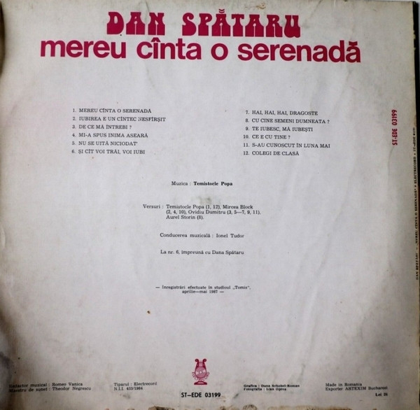 Dan Spătaru - Mereu Cînta O Serenadă, (Disc Vinil) [2]