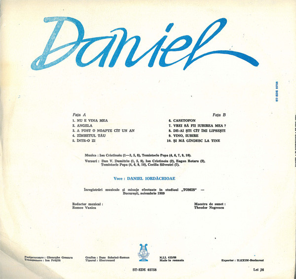 Daniel Iordăchioaie - Daniel, (Disc Vinil) [2]