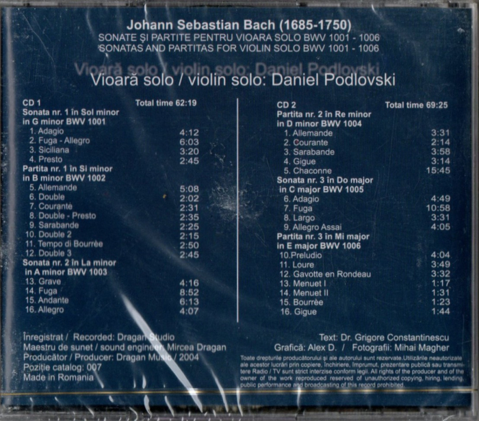 Daniel Podlovski - Sonate si Partite de Vioara Solo Bach (CD) [2]