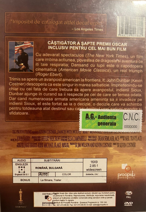 Dansând cu Lupii / Dances with Wolves (1990) (DVD) [2]