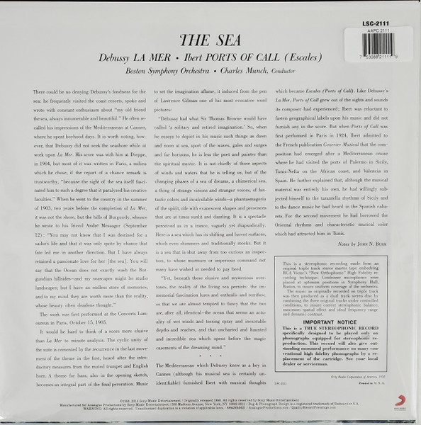 Debussy* / Ibert*, Boston Symphony Orchestra, Charles Munch – The Sea (DISC VINIL) [2]