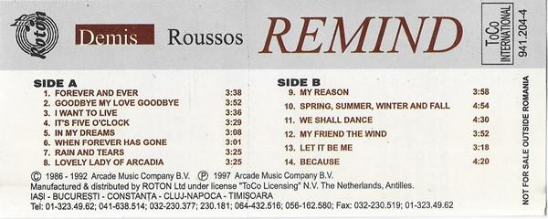 Demis Roussos - Remind (Casetă Audio) [2]
