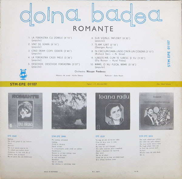 Doina Badea – Romanțe, (Disc Vinil) [2]
