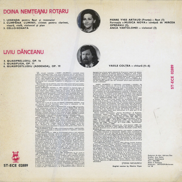 Doina Nemțeanu Rotaru / Liviu Dănceanu – Legend, Balance Of Light, Cello Sonata / Quasipreludiu, Quasifuga, Quasipostludiu (Addenda) (DISC VINIL) [2]