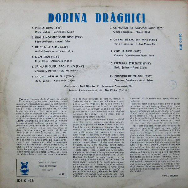 Dorina Drăghici – Dorina Drăghici, (Disc Vinil) [2]