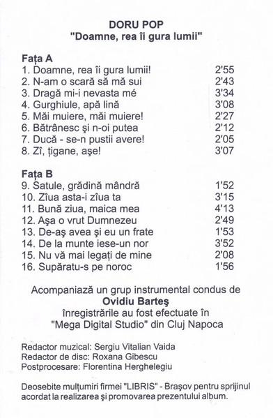 Doru Pop - Doamne, Rea Îi Gura Lumii (Caseta Audio) [2]