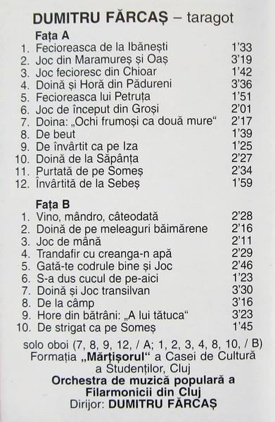 Dumitru Fărcaș - Un Virtuose Du Taragote, (Casetă Audio) [2]