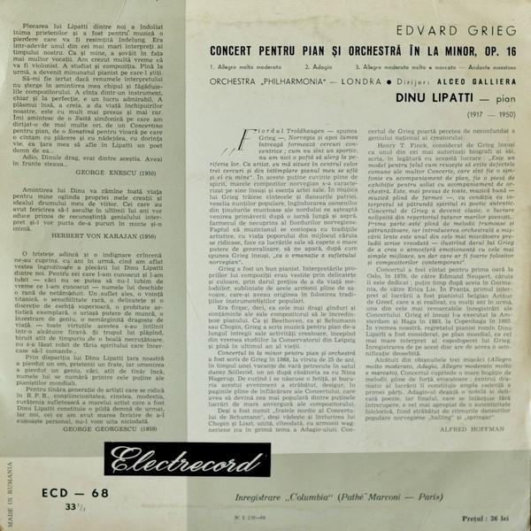 Edvard Grieg - Concert Pentru Pian Și Orchestră În La Minor, Op. 16 (Disc Vinil) [2]