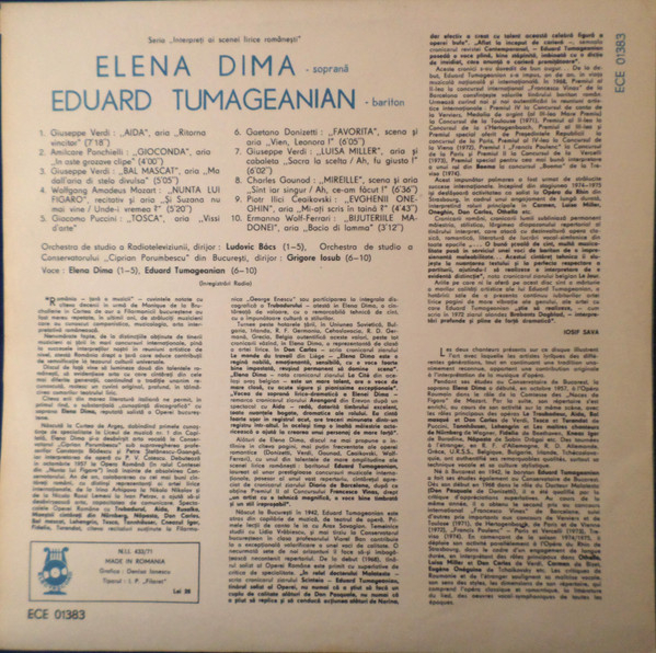 Elena Dima-Toroiman - Interpreți Ai Scenei Lirice Românești, (Disc Vinil) [2]