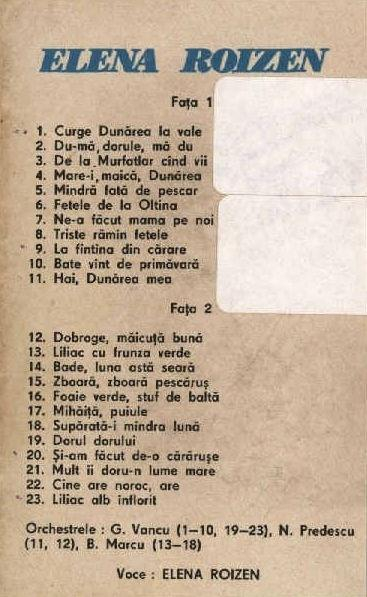 Elena Roizen - Curge Dunărea La Vale (Caseta Audio) [2]