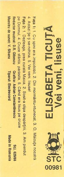 Elisabeta Ticuță - Vei Veni, Iisuse (Caseta Audio) [2]