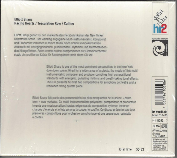 Elliott Sharp - Radio-Sinfonie-Orchester Frankfurt, Peter Rundel, Ensemble Modern, Kasper de Roo – Racing Hearts / Tessalation Row / Calling (CD) [2]