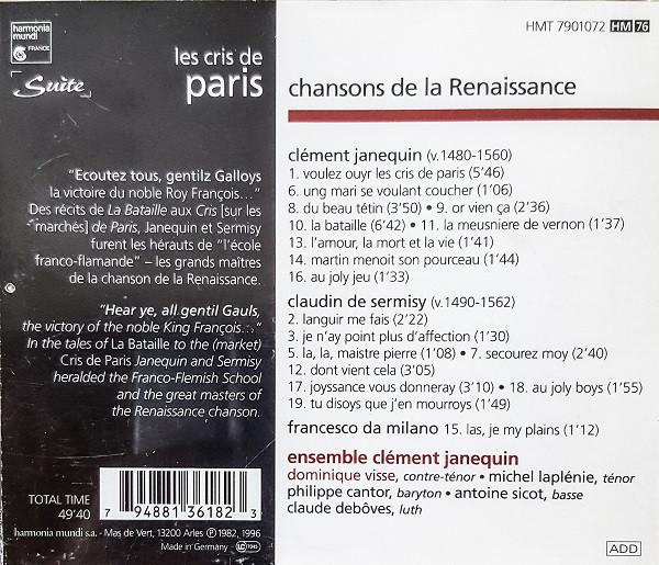 Ensemble Clément Janequin - Les Cris De Paris (Chansons De Janequin & Sermisy) (CD) [2]