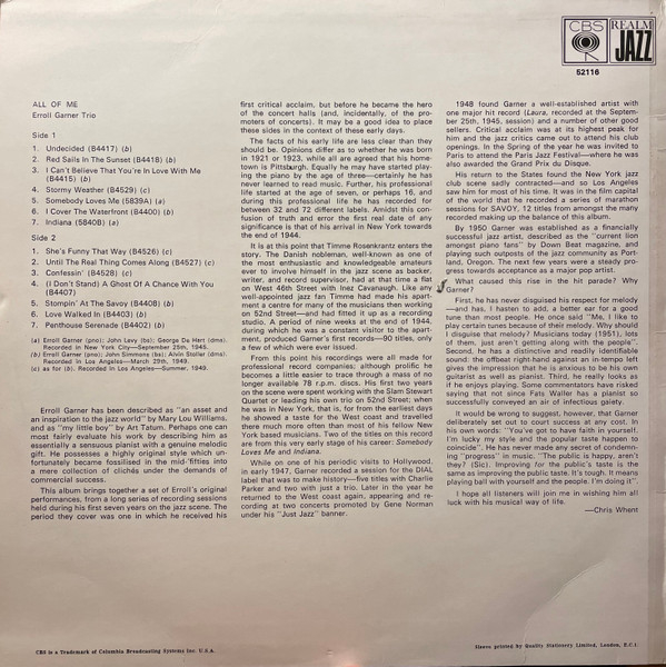 Erroll Garner Trio - All Of Me, (Disc Vinil) [2]