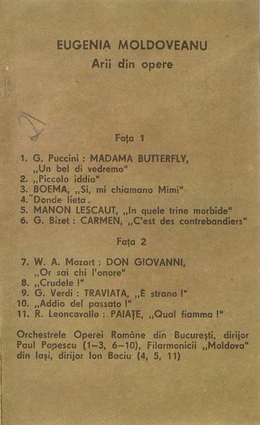 Eugenia Moldoveanu - Arii Din Opere (Caseta Audio) [2]