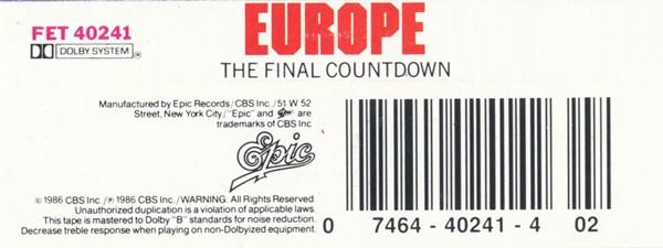 Europe  - The Final Countdown (Caseta Audio) [2]
