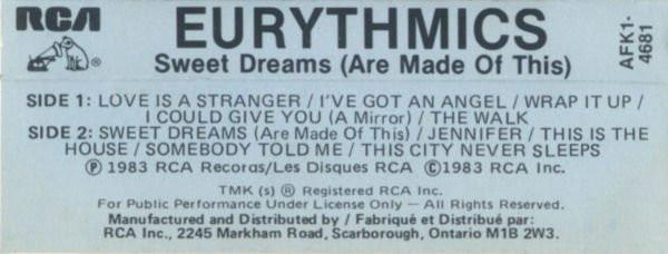Eurythmics - Sweet Dreams (Are Made Of This), (Casetă Audio) [2]