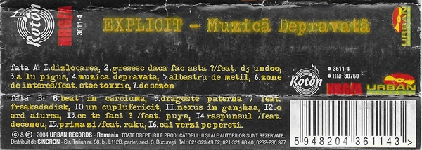 Explicit - Muzică Depravată , (Casetă Audio) [2]