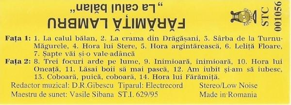 Fărîmiță Lambru - La Calul Bălan (Cântece Lăutărești) , (Casetă Audio) [2]
