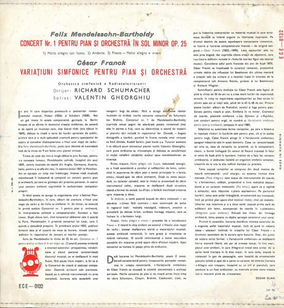 Felix Mendelssohn-Bartholdy - Concert Nr. 1 Pentru Pian Și Orchestră În Sol Minor / Variațiuni Simfonice Pentru Pian Și Orchestră, (Disc Vinil) [2]