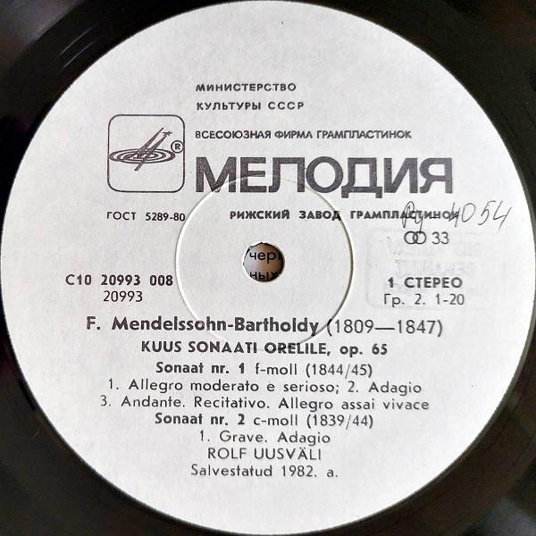 Felix Mendelssohn-Bartholdy - Six Organ Sonatas = Шесть Сонат Для Органа (I Пластинка) (Disc Vinil) [2]