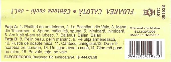 Floarea Calotă - Cântece Vechi - Vol. 1 (Caseta Audio) [2]