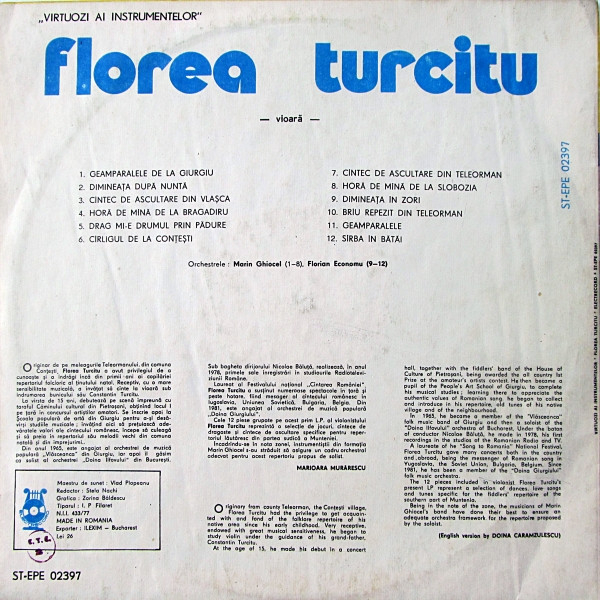 Florea Turcitu – Un Virtuose De L'Archet = A Virtuoso Of The Bow(VINIL) [2]