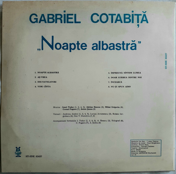 Gabriel Cotabiță – Noapte Albastră, (Disc Vinil) [2]