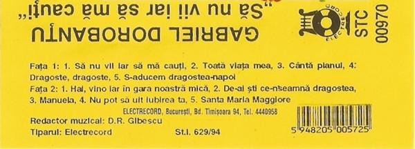 Gabriel Dorobanțu - Să Nu Vii Iar Să Mă Cauți , (Casetă Audio) [2]