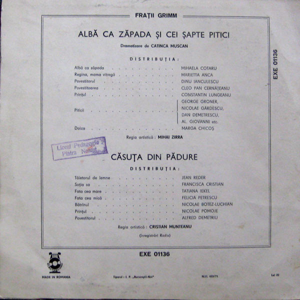 Gebrüder Grimm - Albă Ca Zăpada Și Cei Șapte Pitici / Căsuța Din Pădure, (Disc Vinil) [2]