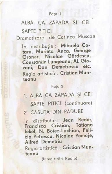 Gebrüder Grimm - Basme De Frații Grimm: Albă Ca Zăpada Și Cei Șapte Pitici / Căsuța Din Pădure, (Casetă Audio) [2]
