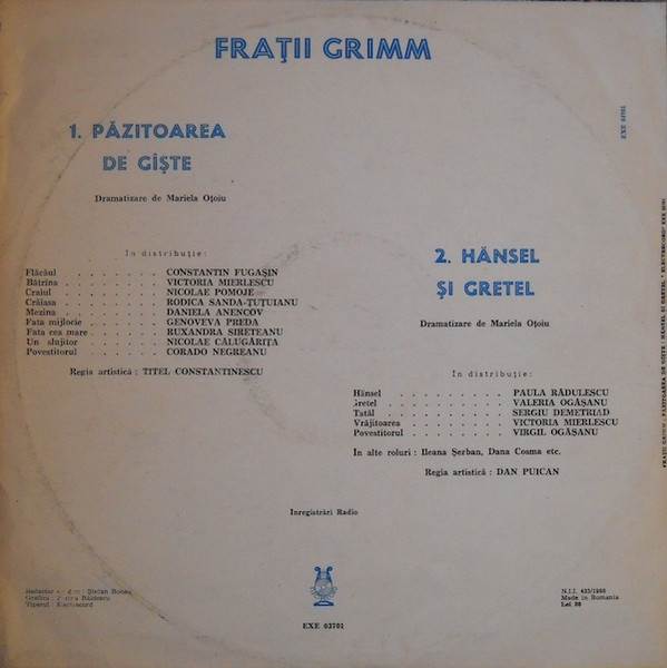 Gebrüder Grimm - Păzitoarea De Gîște / Hänsel Și Gretel, (Disc Vinil) [2]