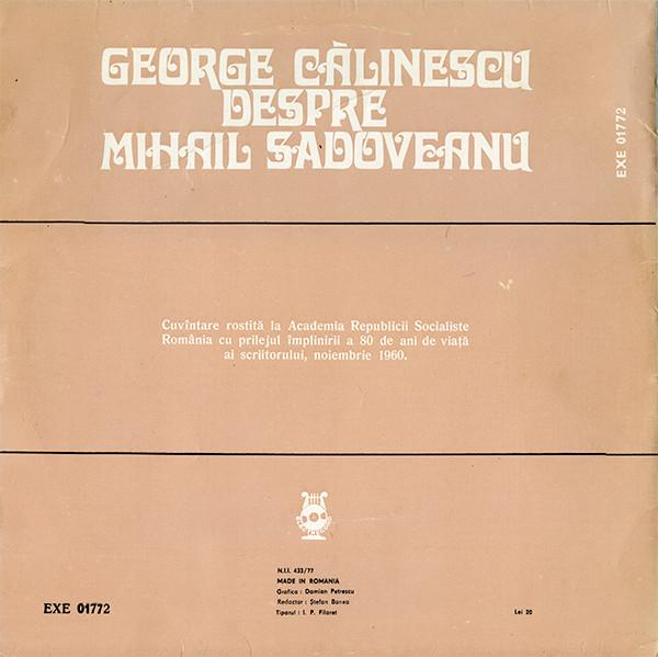 George Călinescu - Despre Mihail Sadoveanu [2]