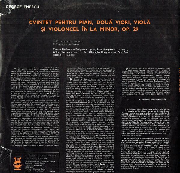 George Enescu - Cvintetul Pentru Pian, Două Viori, Violă Și Violoncel, În La Minor, Op. 29, (Disc Vinil) [2]