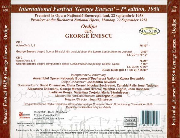 George Enescu - International Festival 'George Enescu' - 1st Edition - Monday, 22 September 1958: Oedipe (CD Audio) [2]