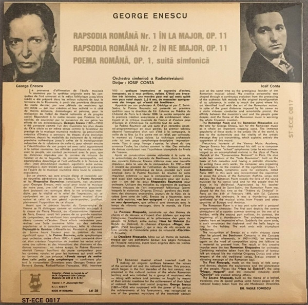 George Enescu - Rapsodiile Române / Poema Română, (Disc Vinil) [2]