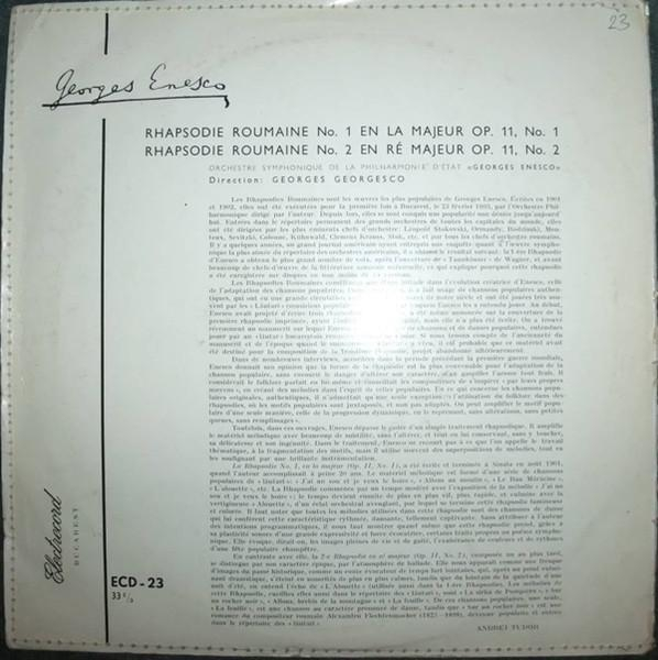 George Enescu - Rhapsodies Roumaines No. 1 Et 2 (Disc Vinil) [2]