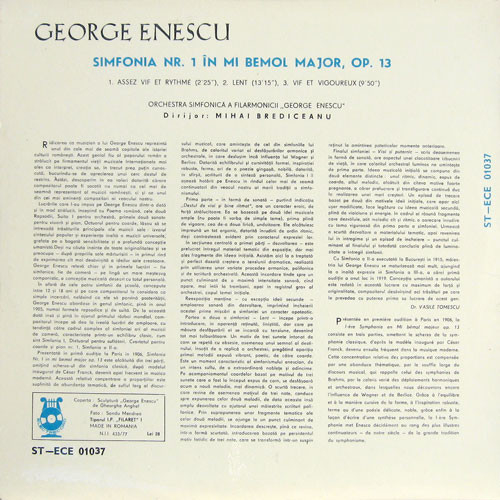 George Enescu - Simfonia Nr. 1 În Mi Bemol Major, Op. 13, (Disc Vinil) [2]