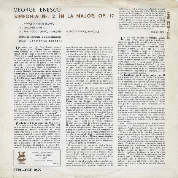 George Enescu - Simfonia Nr. 2 În La Major, Op. 17, (Disc Vinil) [2]