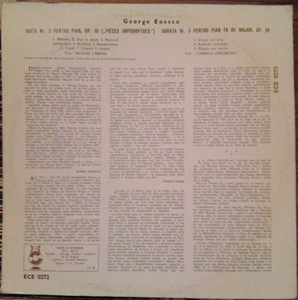 George Enescu - Sonata Nr. 3 Pentru Pian În Re Major Op. 24 Nr. 3 / Suita Nr. 3 Pentru Pian Op. 18 (Pièces Impromptues), (Disc Vinil) [2]