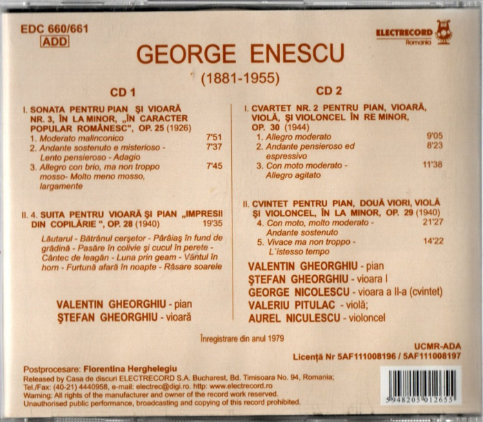 George Enescu - Sonata pentru Pian si Vioara nr. 3, in La Minor (CD) [2]