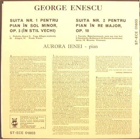 George Enescu - Suita Nr. 1 Pentru Pian În Sol Minor, Op. 3 / Suita Nr. 2 Pentru Pian În Re Major, Op. 10, (Disc Vinil) [2]
