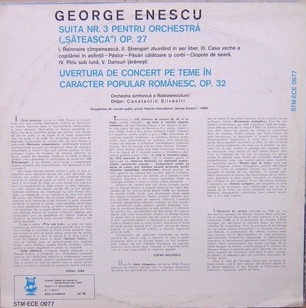 George Enescu - Suita Nr. 3 Pentru Orchestra (,,Sateasca") Op. 27, (Disc Vinil) [2]