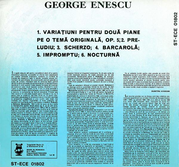 George Enescu - Variațiuni Pe O Temă Originală Op.5 / Preludiu, Scherzo, Barcarola, Impromptu, Nocturna, (Disc Vinil) [2]