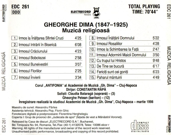 Gheorghe Dima - Muzica religioasa (CD) [2]