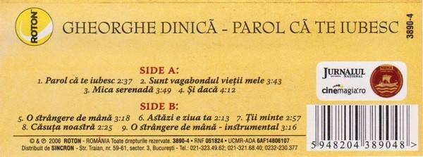 Gheorghe Dinică - Parol Că Te Iubesc, (Casetă Audio) [2]