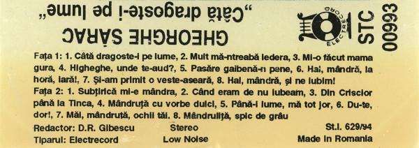 Gheorghe Sărac - Câtă Dragoste-i Pe Lume (Caseta Audio) [2]